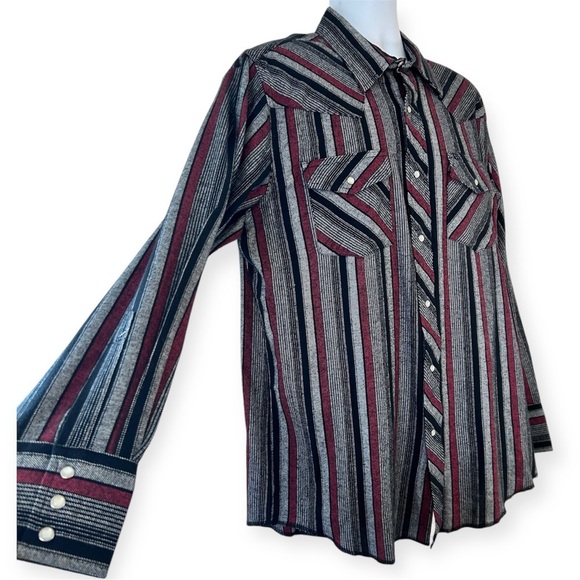 WRANGLER Western 100% Cotton Lightweight Flannel Pearl-snap Work Shirt L NWT - Picture 2 of 9